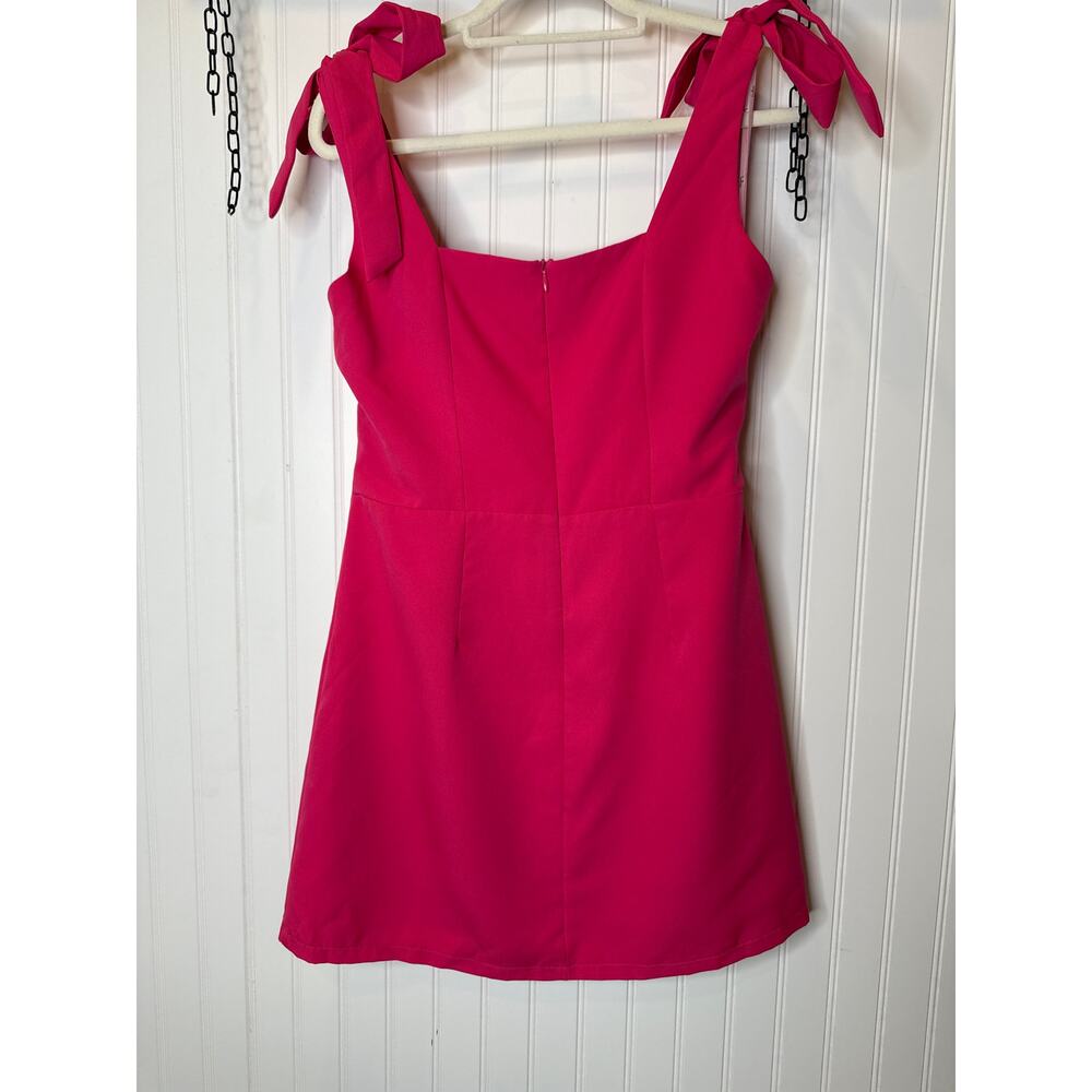 Lulus Your Sweetie Fuchsia Tie-Strap Mini Dress Pink Party Night Out Bow Large - Picture 3 of 6